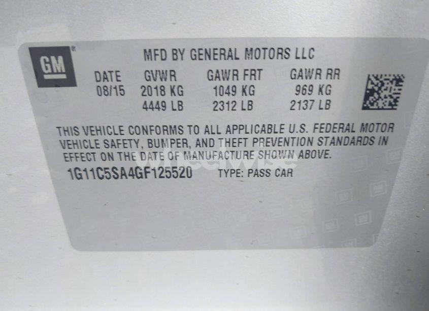 Photo 9 of 2016 Chevrolet Malibu LIMITED LT (VIN 1G11C5SA4GF125520)