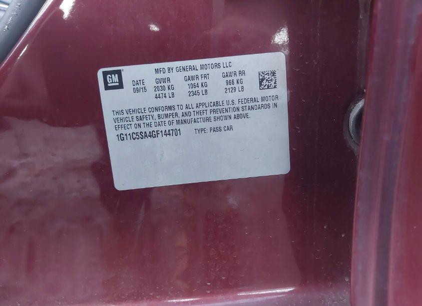 Photo 9 of 2016 Chevrolet Malibu LIMITED LT (VIN 1G11C5SA4GF144701)