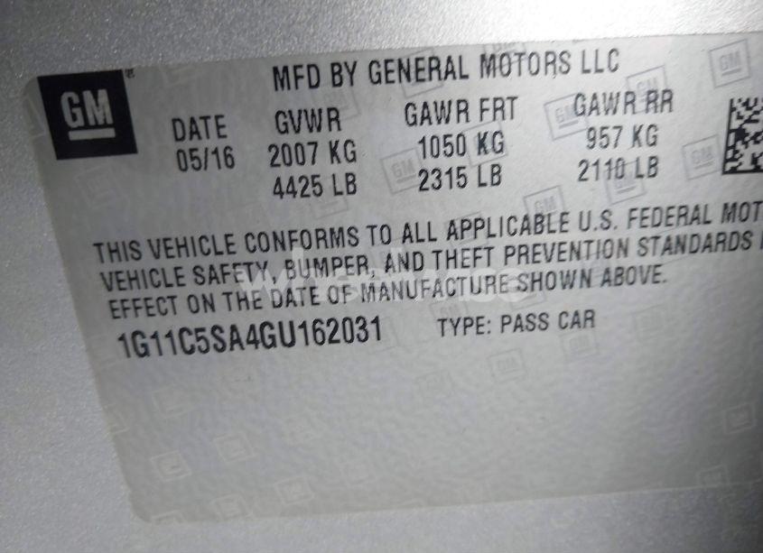 Photo 9 of 2016 Chevrolet Malibu LIMITED LT (VIN 1G11C5SA4GU162031)