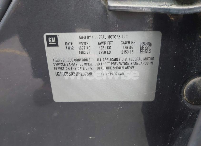 Photo 9 of 2013 Chevrolet Malibu 1LT (VIN 1G11C5SA5DF207588)