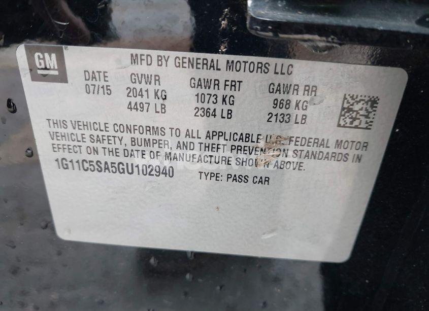 Photo 9 of 2016 Chevrolet Malibu LIMITED LT (VIN 1G11C5SA5GU102940)