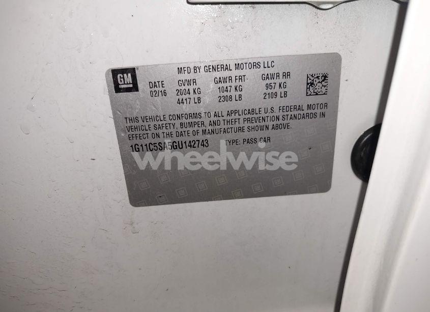 Photo 9 of 2016 Chevrolet Malibu LIMITED LT (VIN 1G11C5SA5GU142743)