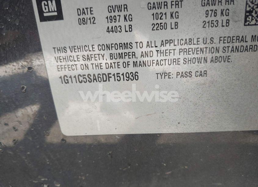 Photo 9 of 2013 Chevrolet Malibu 1LT (VIN 1G11C5SA6DF151936)