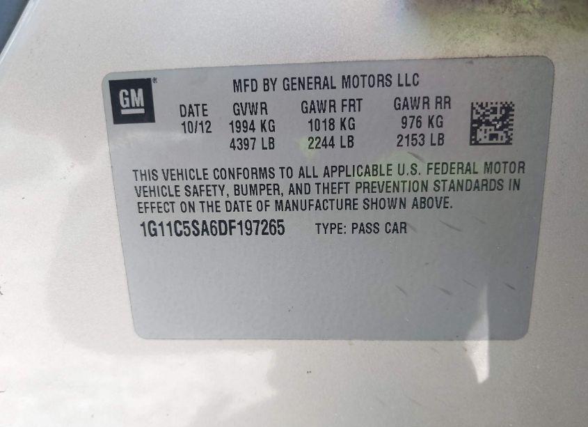 Photo 9 of 2013 Chevrolet Malibu 1LT (VIN 1G11C5SA6DF197265)