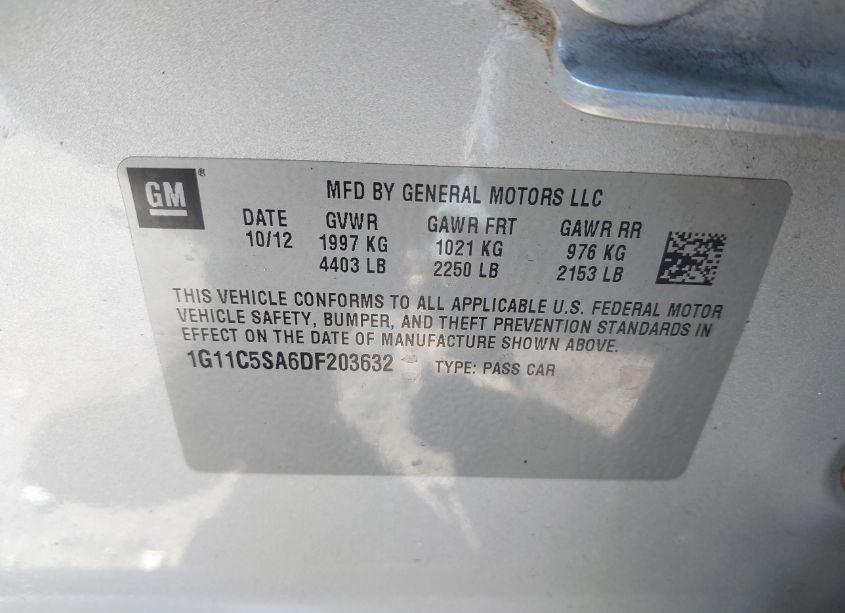 Photo 9 of 2013 Chevrolet Malibu 1LT (VIN 1G11C5SA6DF203632)