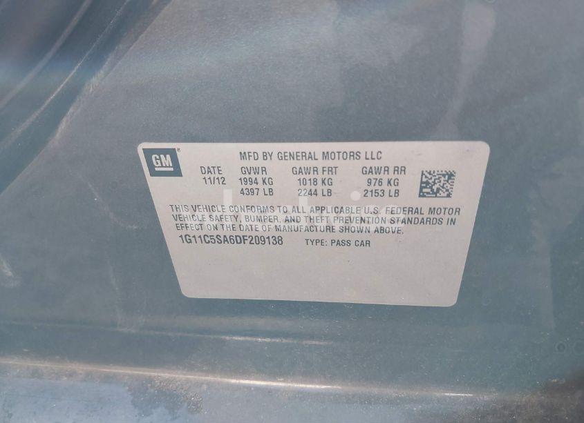 Photo 9 of 2013 Chevrolet Malibu 1LT (VIN 1G11C5SA6DF209138)