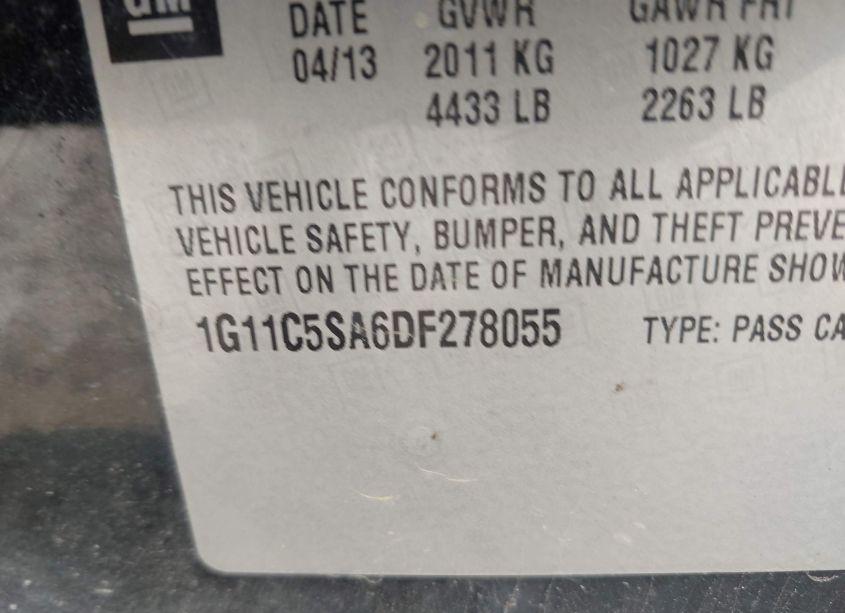 Photo 9 of 2013 Chevrolet Malibu 1LT (VIN 1G11C5SA6DF278055)