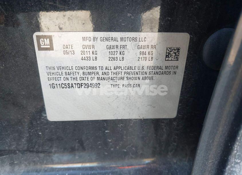 Photo 9 of 2013 Chevrolet Malibu 1LT (VIN 1G11C5SA7DF294992)