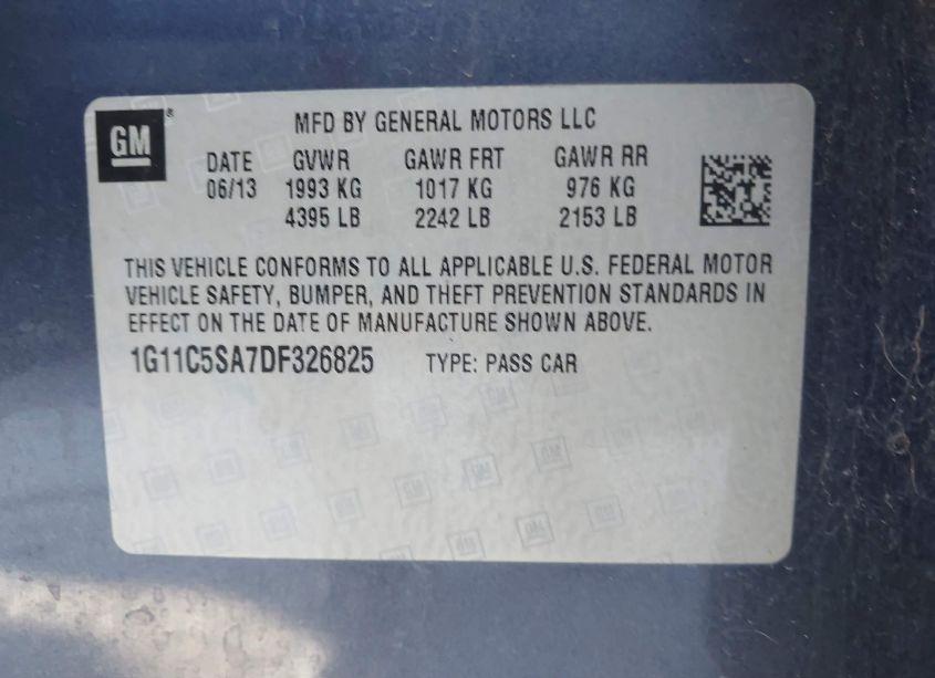 Photo 9 of 2013 Chevrolet Malibu 1LT (VIN 1G11C5SA7DF326825)