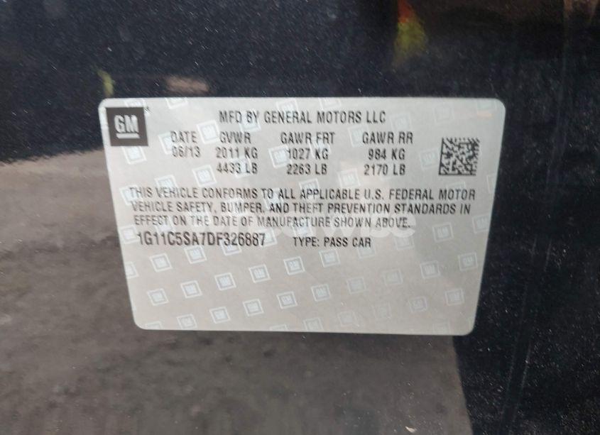 Photo 8 of 2013 Chevrolet Malibu 1LT (VIN 1G11C5SA7DF326887)