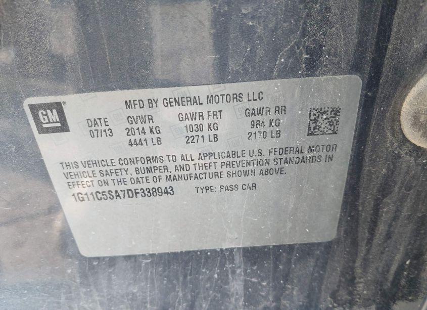 Photo 9 of 2013 Chevrolet Malibu 1LT (VIN 1G11C5SA7DF338943)