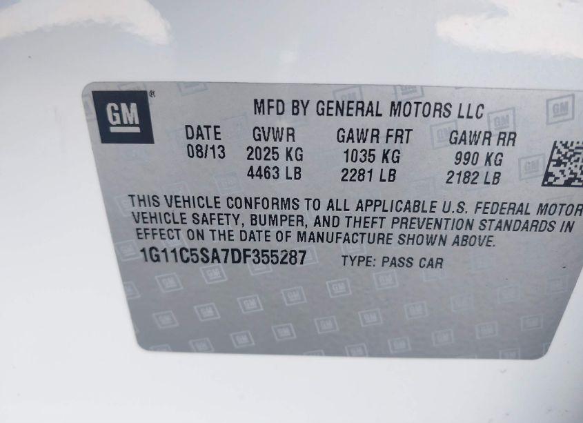 Photo 9 of 2013 Chevrolet Malibu 1LT (VIN 1G11C5SA7DF355287)