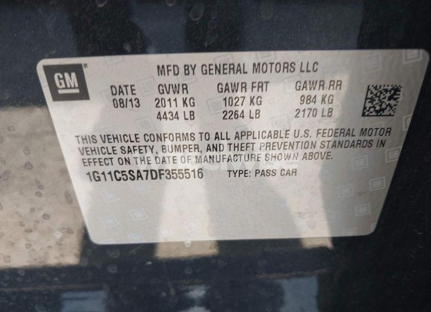 Photo 9 of 2013 Chevrolet Malibu 1LT (VIN 1G11C5SA7DF355516)
