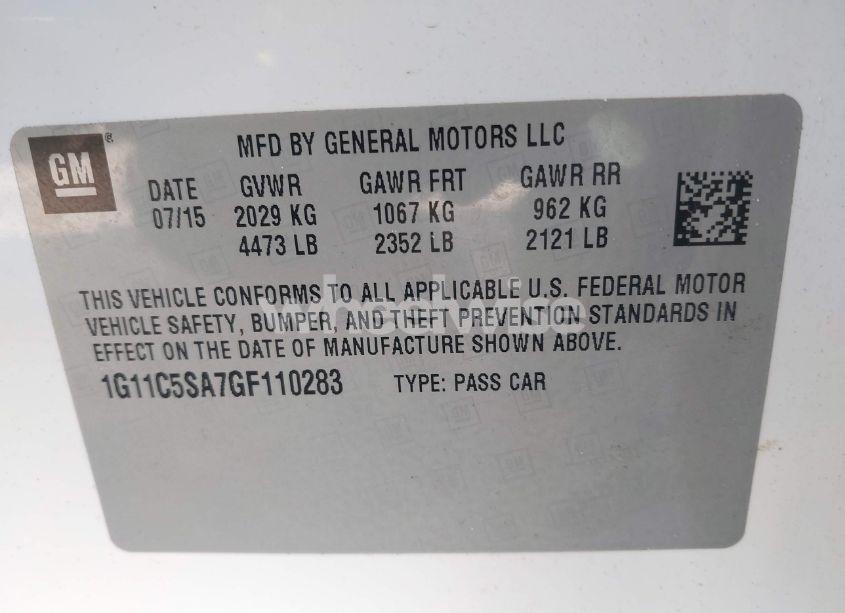 Photo 9 of 2016 Chevrolet Malibu LIMITED LT (VIN 1G11C5SA7GF110283)