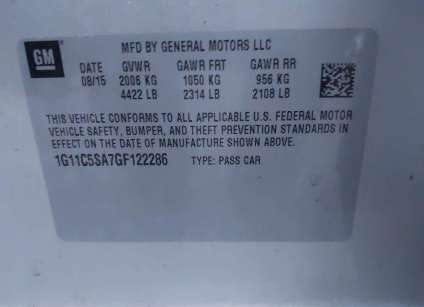 Photo 9 of 2016 Chevrolet Malibu LIMITED LT (VIN 1G11C5SA7GF122286)