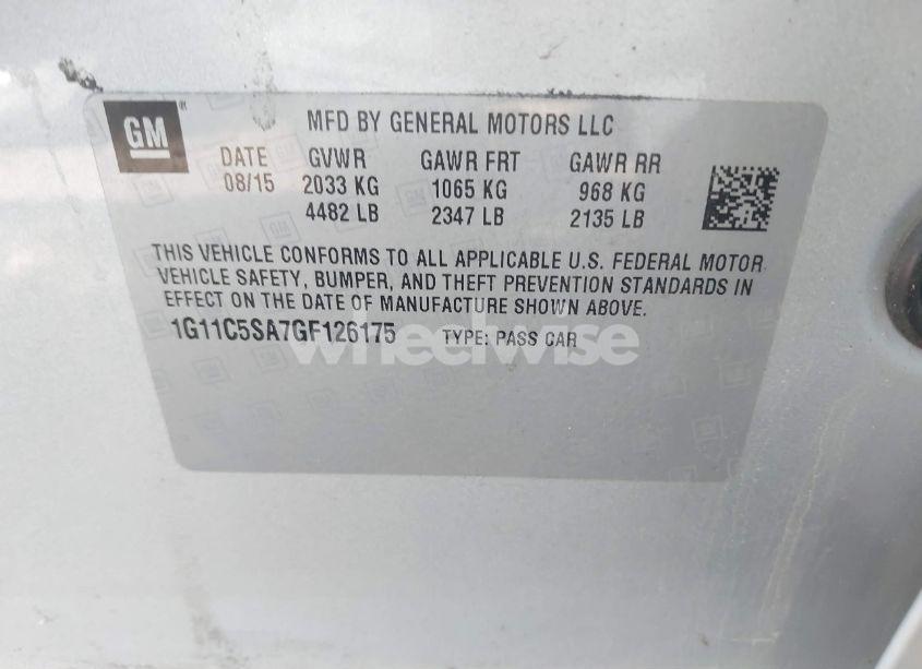 Photo 9 of 2016 Chevrolet Malibu LIMITED LT (VIN 1G11C5SA7GF126175)