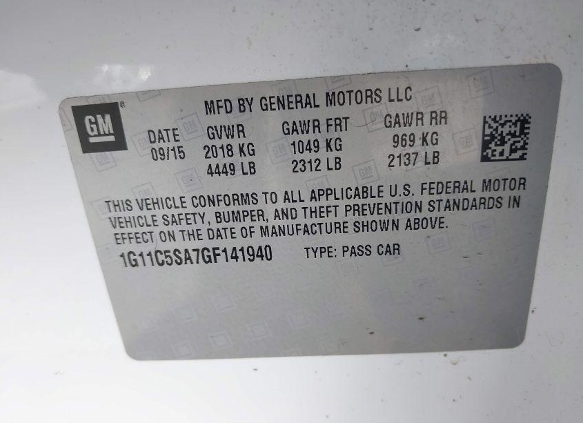 Photo 9 of 2016 Chevrolet Malibu LIMITED LT (VIN 1G11C5SA7GF141940)