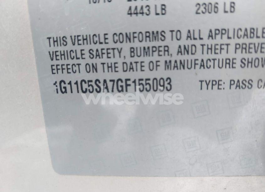 Photo 9 of 2016 Chevrolet Malibu LIMITED LT (VIN 1G11C5SA7GF155093)