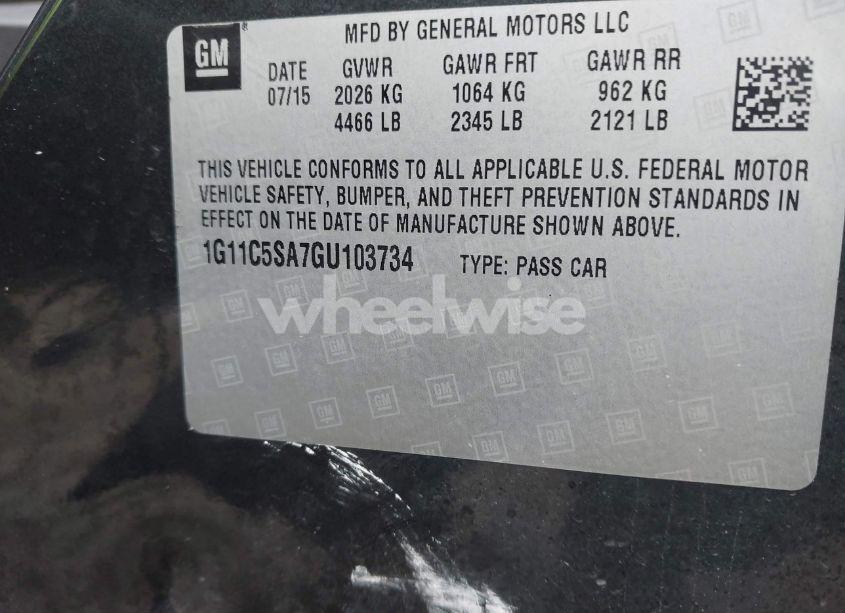 Photo 9 of 2016 Chevrolet Malibu LIMITED LT (VIN 1G11C5SA7GU103734)