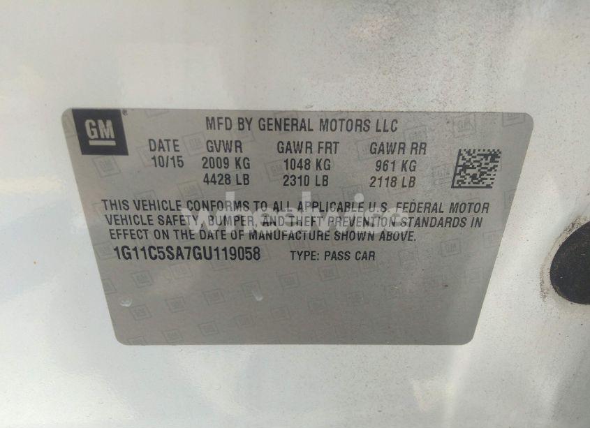 Photo 9 of 2016 Chevrolet Malibu LIMITED LT (VIN 1G11C5SA7GU119058)