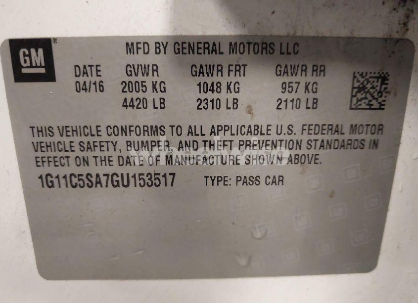 Photo 9 of 2016 Chevrolet Malibu LIMITED LT (VIN 1G11C5SA7GU153517)