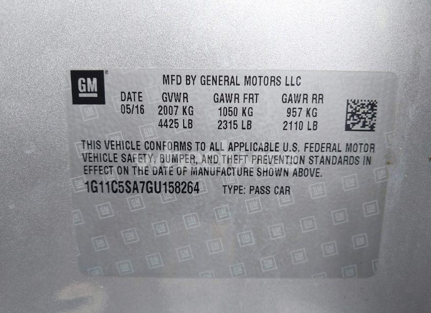 Photo 9 of 2016 Chevrolet Malibu LIMITED LT (VIN 1G11C5SA7GU158264)