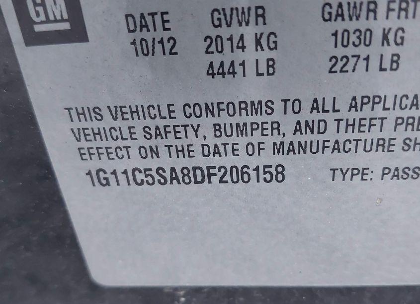 Photo 9 of 2013 Chevrolet Malibu 1LT (VIN 1G11C5SA8DF206158)