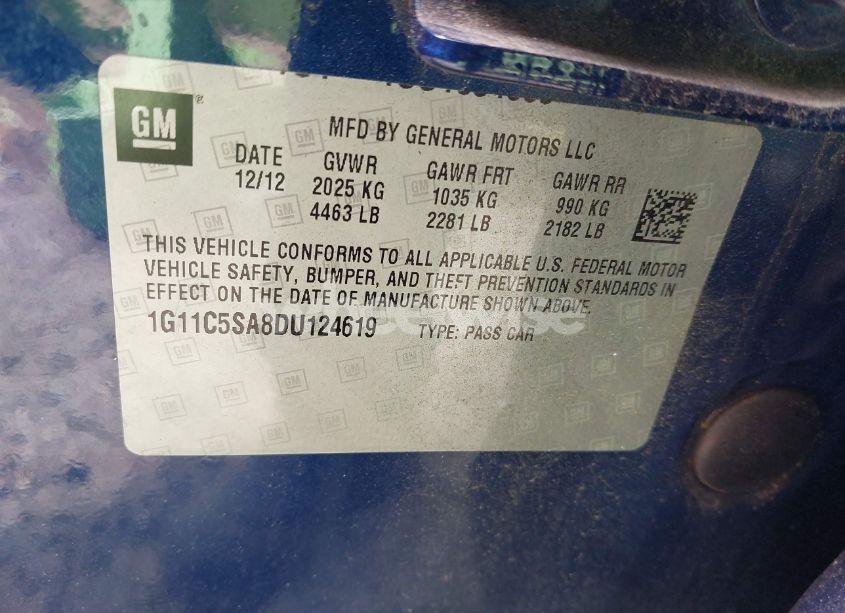 Photo 9 of 2013 Chevrolet Malibu 1LT (VIN 1G11C5SA8DU124619)