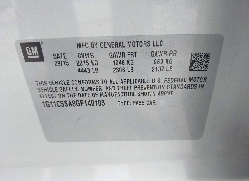 Photo 9 of 2016 Chevrolet Malibu LIMITED LT (VIN 1G11C5SA8GF140103)