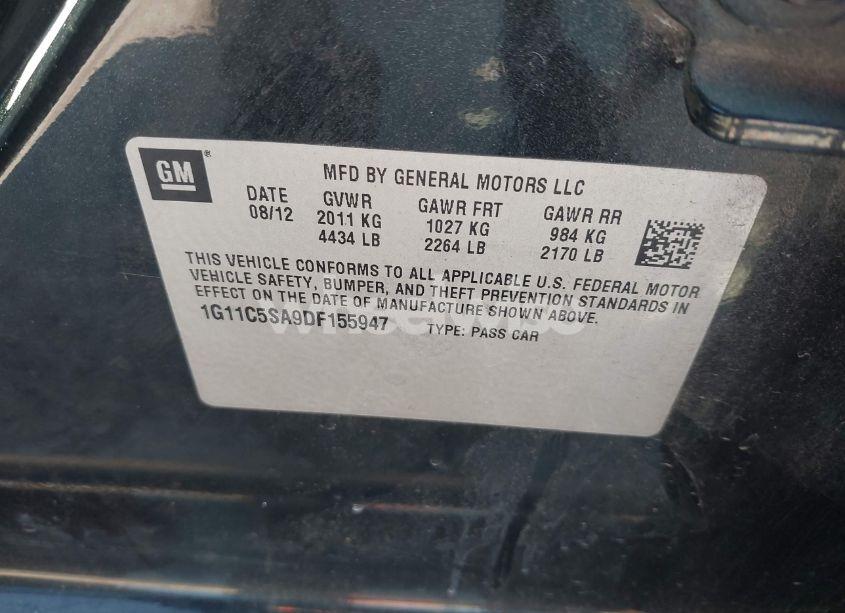 Photo 9 of 2013 Chevrolet Malibu 1LT (VIN 1G11C5SA9DF155947)