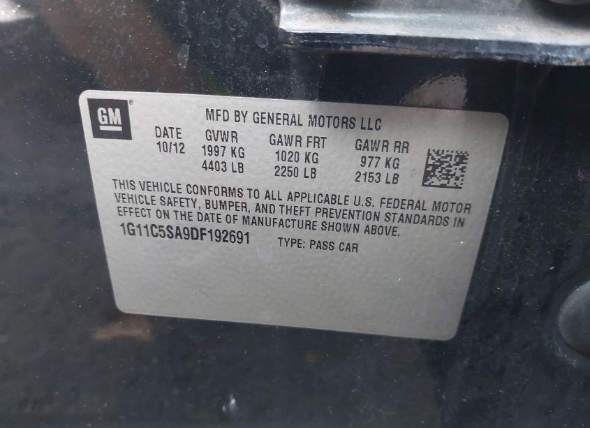 Photo 9 of 2013 Chevrolet Malibu 1LT (VIN 1G11C5SA9DF192691)