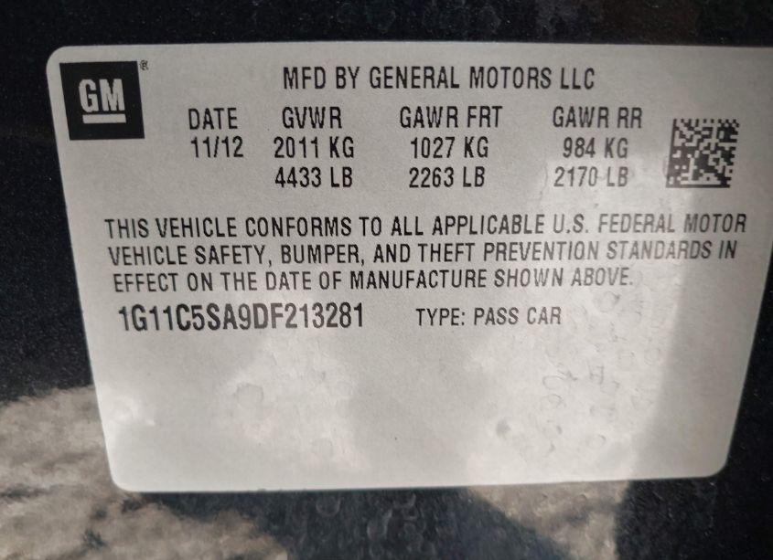 Photo 9 of 2013 Chevrolet Malibu 1LT (VIN 1G11C5SA9DF213281)