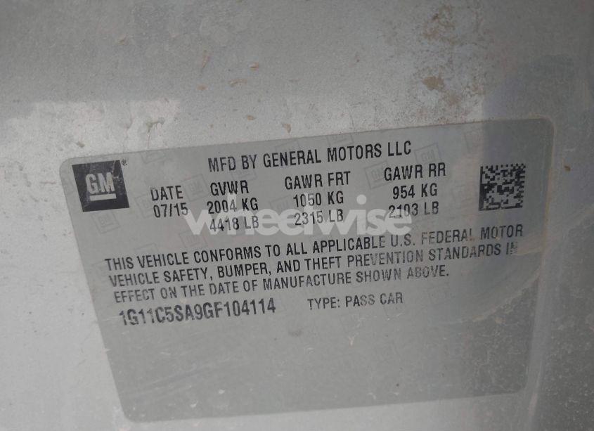 Photo 9 of 2016 Chevrolet Malibu LIMITED LT (VIN 1G11C5SA9GF104114)