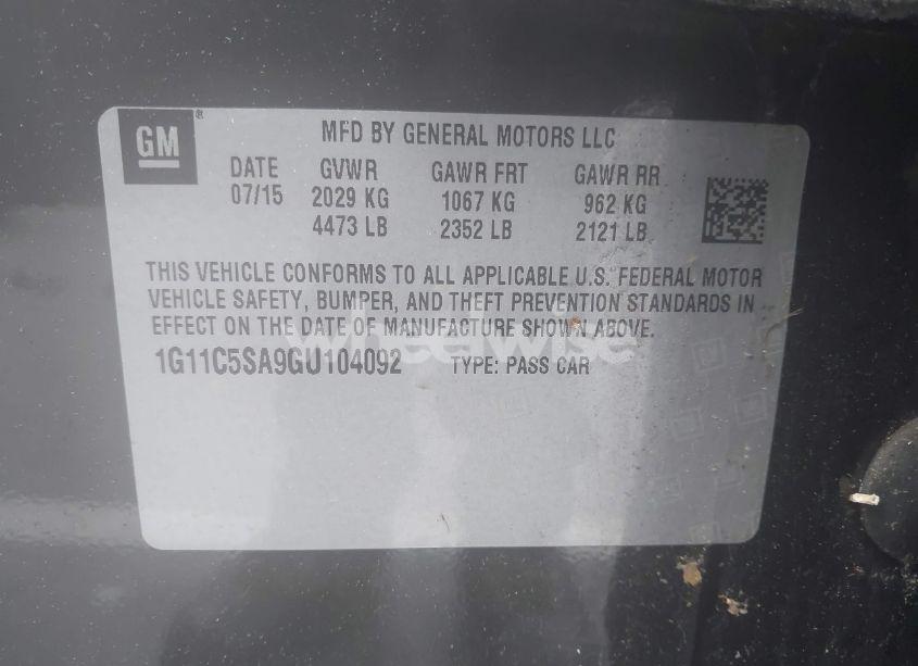 Photo 9 of 2016 Chevrolet Malibu LIMITED LT (VIN 1G11C5SA9GU104092)