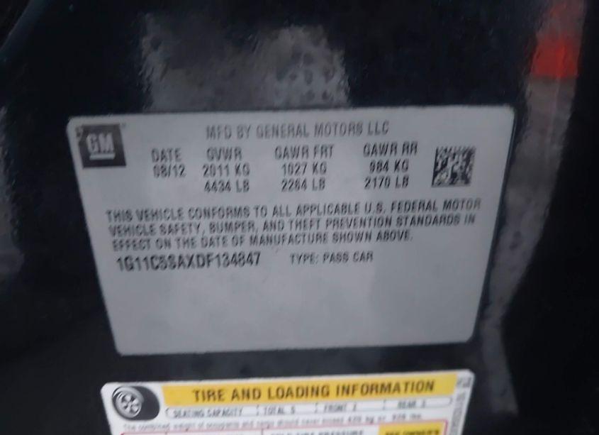 Photo 9 of 2013 Chevrolet Malibu 1LT (VIN 1G11C5SAXDF134847)