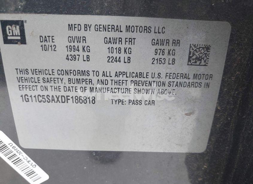 Photo 9 of 2013 Chevrolet Malibu 1LT (VIN 1G11C5SAXDF186818)