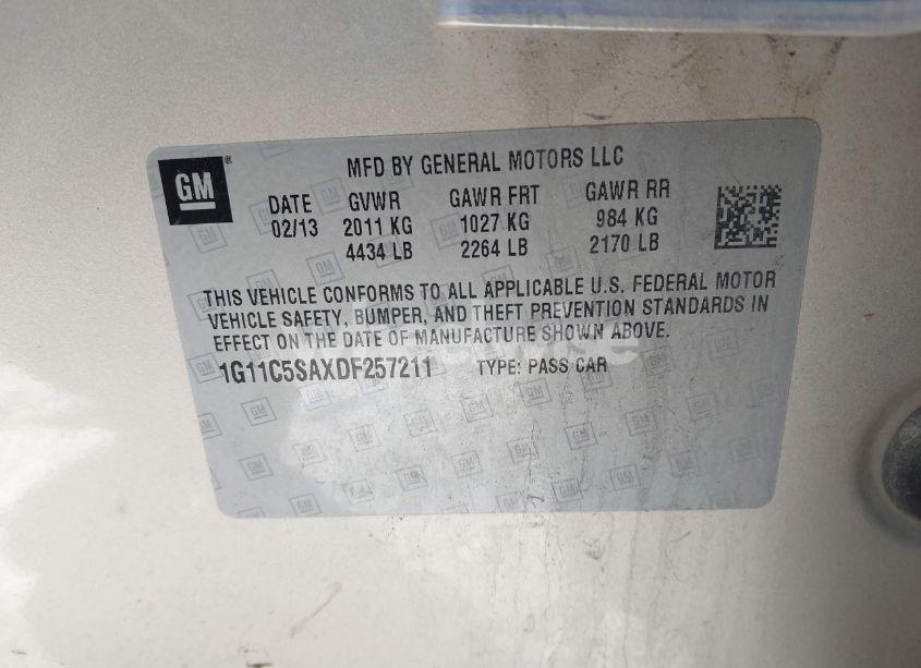Photo 9 of 2013 Chevrolet Malibu 1LT (VIN 1G11C5SAXDF257211)