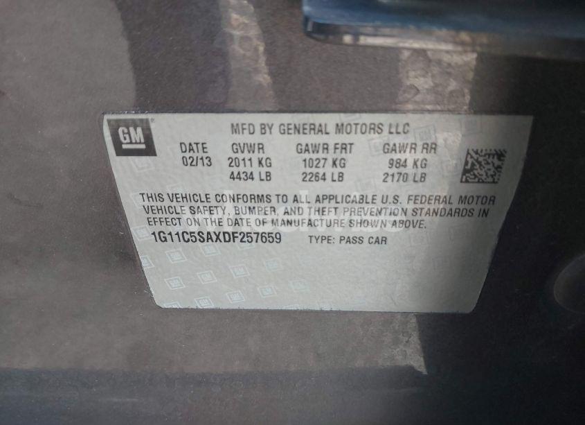 Photo 9 of 2013 Chevrolet Malibu 1LT (VIN 1G11C5SAXDF257659)