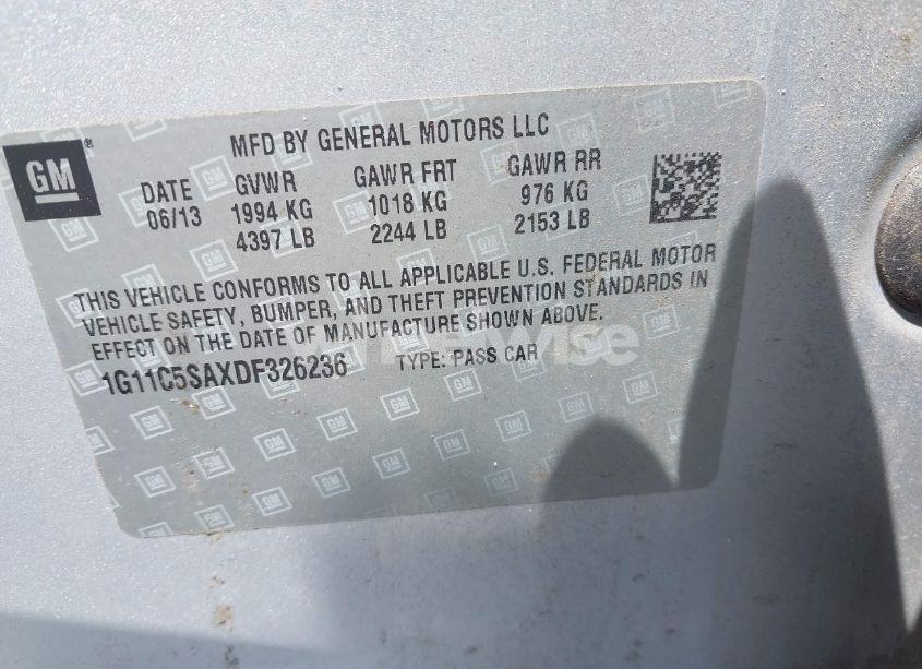 Photo 9 of 2013 Chevrolet Malibu 1LT (VIN 1G11C5SAXDF326236)