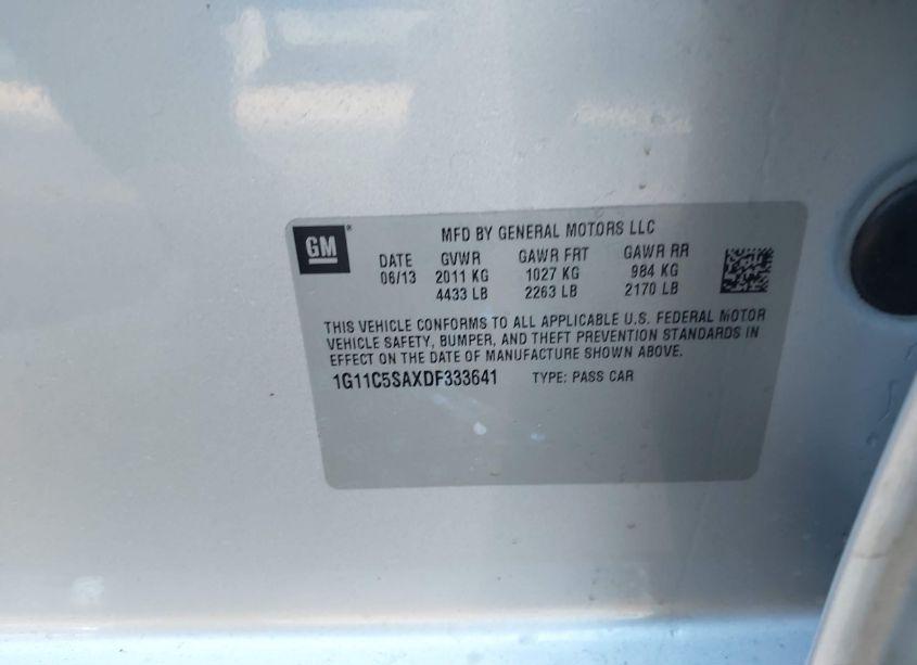 Photo 9 of 2013 Chevrolet Malibu 1LT (VIN 1G11C5SAXDF333641)