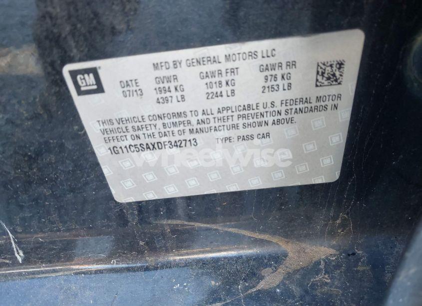 Photo 9 of 2013 Chevrolet Malibu 1LT (VIN 1G11C5SAXDF342713)