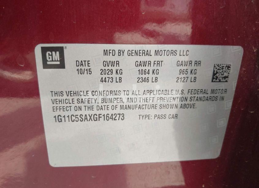 Photo 9 of 2016 Chevrolet Malibu LIMITED LT (VIN 1G11C5SAXGF164273)