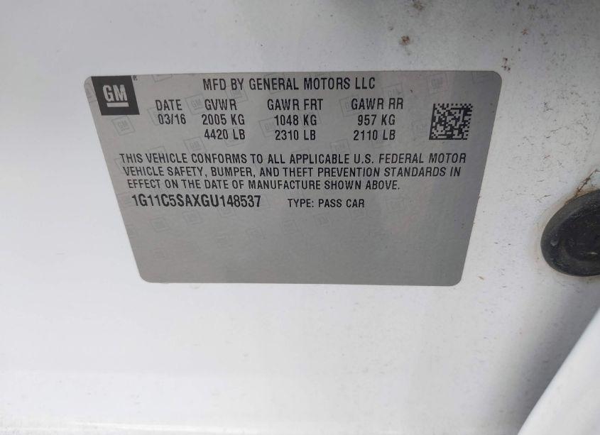 Photo 9 of 2016 Chevrolet Malibu LIMITED LT (VIN 1G11C5SAXGU148537)