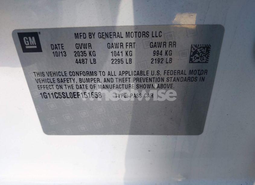 Photo 9 of 2014 Chevrolet Malibu 1LT (VIN 1G11C5SL0EF151658)