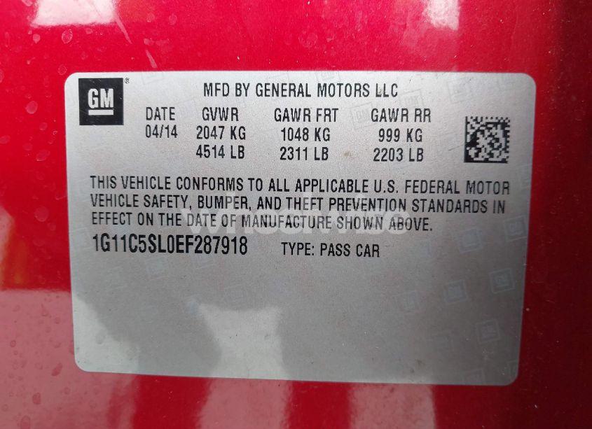Photo 9 of 2014 Chevrolet Malibu 1LT (VIN 1G11C5SL0EF287918)