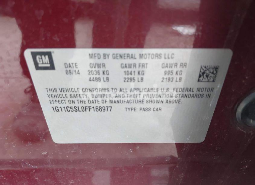 Photo 9 of 2015 Chevrolet Malibu 1LT (VIN 1G11C5SL0FF168977)