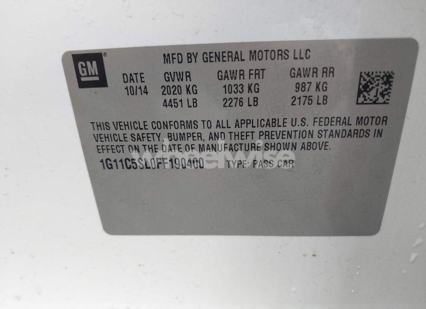 Photo 9 of 2015 Chevrolet Malibu 1LT (VIN 1G11C5SL0FF190400)