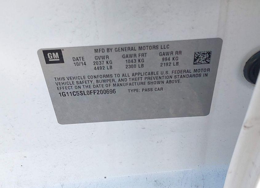 Photo 9 of 2015 Chevrolet Malibu 1LT (VIN 1G11C5SL0FF200696)