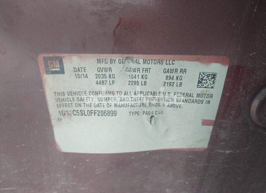 Photo 9 of 2015 Chevrolet Malibu 1LT (VIN 1G11C5SL0FF206899)