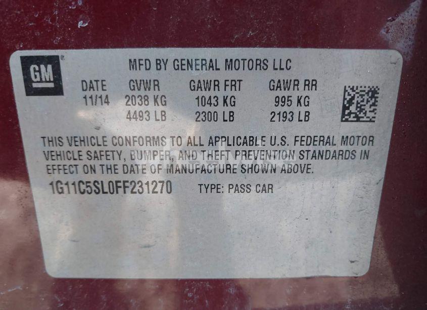 Photo 9 of 2015 Chevrolet Malibu 1LT (VIN 1G11C5SL0FF231270)